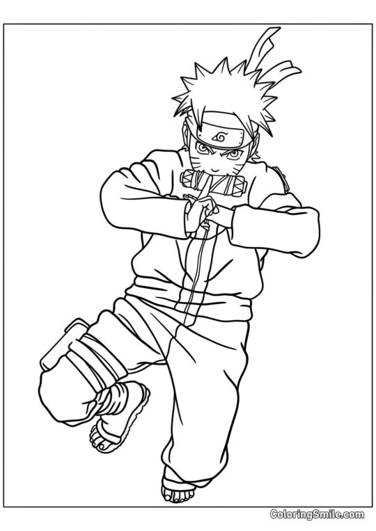 Dibujos de Naruto para colorear Naruto Usando Técnica de Clon Sombra - Página para Colorear