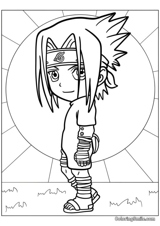 Dibujos de Naruto para colorear Chibi Sasuke - Página para Colorear