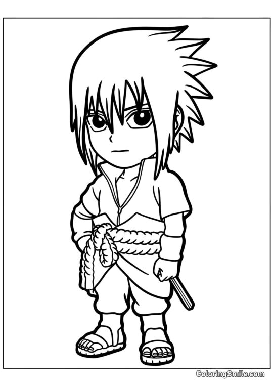 Dibujos de Naruto para colorear Kawaii Uchiha Sasuke - Página para Colorear