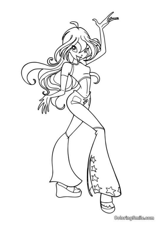 Розмальовки Winx Блум у своїх улюблених джинсах - Розмальовка