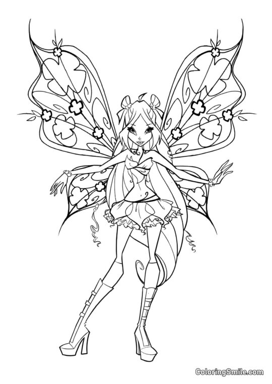 Розмальовки Winx Прекрасна фея Флора - Розмальовка
