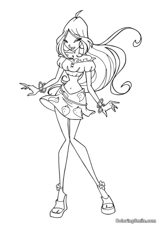 Розмальовки Winx Флора задоволена собою - Розмальовка