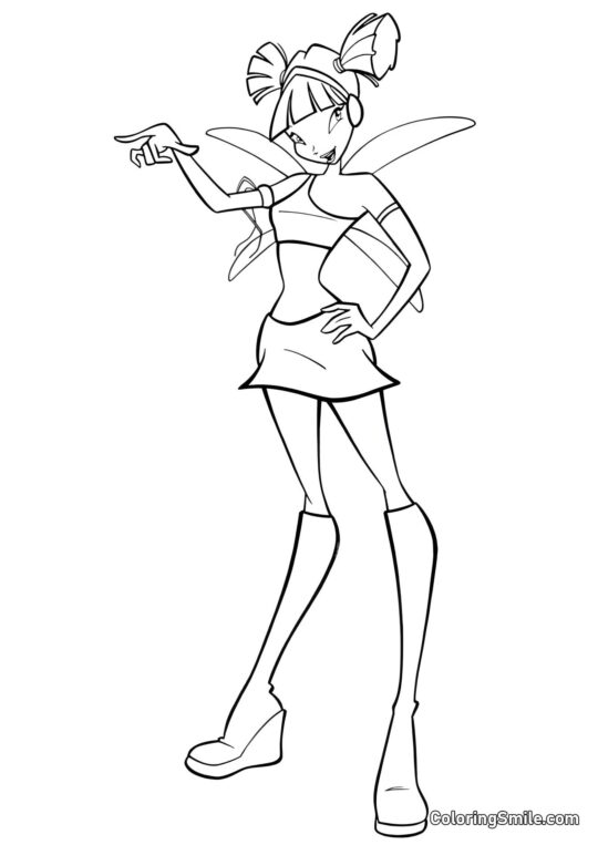 Розмальовки Winx Муса любить музику - Розмальовка