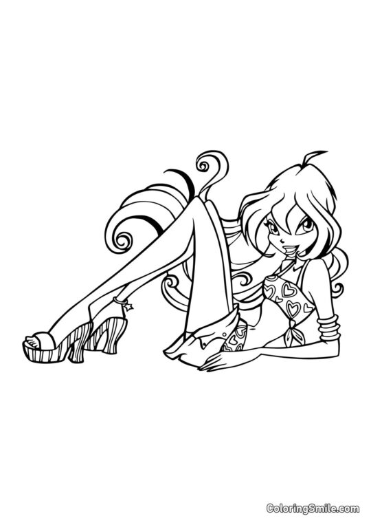Розмальовки Winx Блум у топі з сердечками - Розмальовка