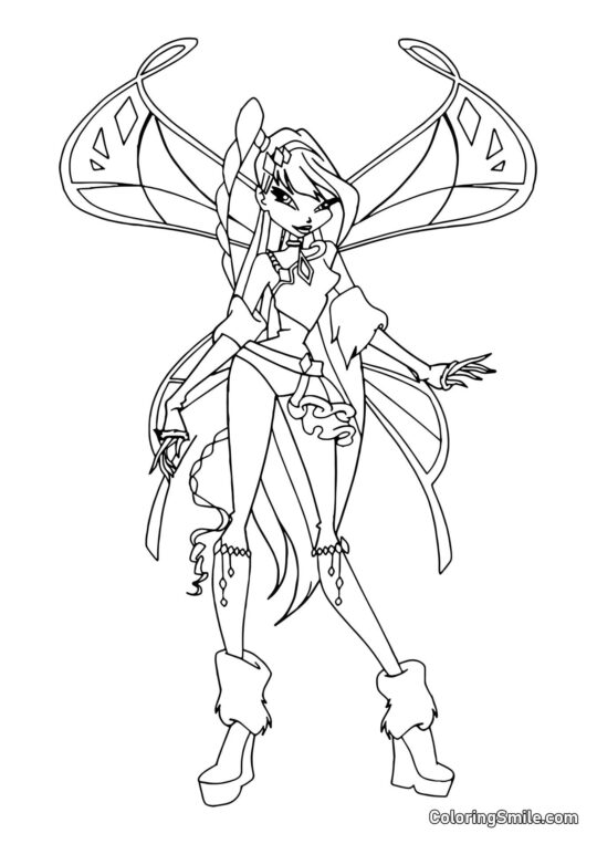 Розмальовки Winx Вінкс Муса Ловікс - Розмальовка