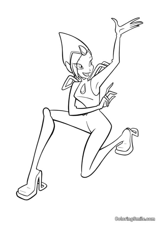 Розмальовки Winx Щаслива Текна - Розмальовка