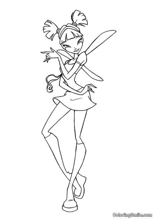 Розмальовки Winx Муса перетворюється на фею - Розмальовка