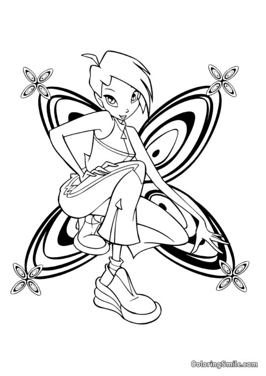 Розмальовки Winx Текна метелик - Розмальовка