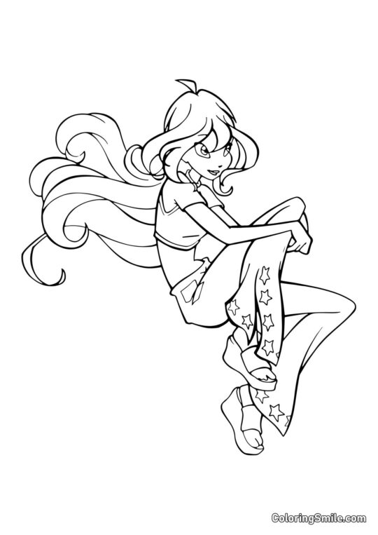 Розмальовки Winx Блум у роздумах - Розмальовка