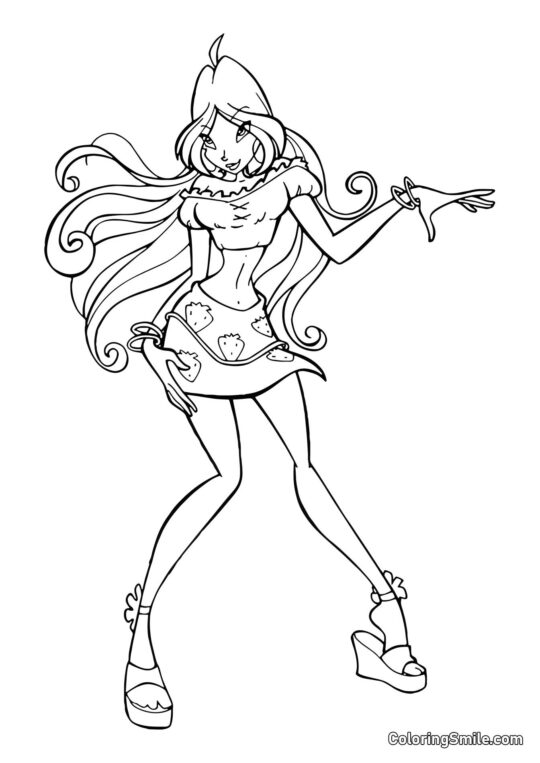 Розмальовки Winx Флора та полуниці - Розмальовка