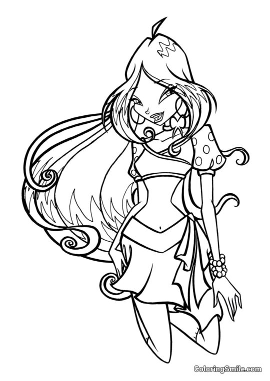 Розмальовки Winx Вінкс Флора на колінах - Розмальовка