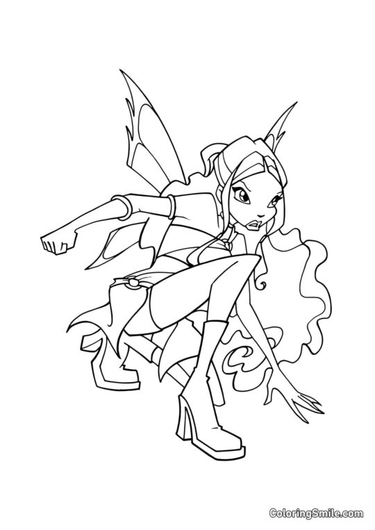 Розмальовки Winx Лейла готова до бою - Розмальовка