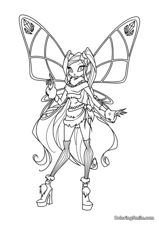 Розмальовки Winx Вінкс Стелла Ловікс - Розмальовка