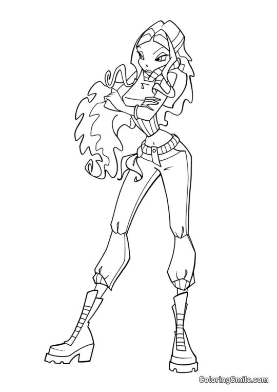 Розмальовки Winx Лейла з кислим виразом - Розмальовка