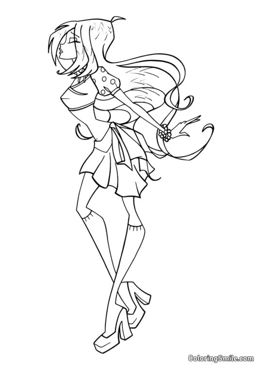 Розмальовки Winx Поцілунок Флори - Розмальовка