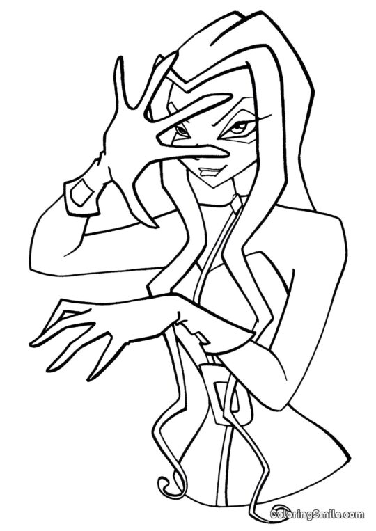 Розмальовки Winx Відьма Дарсі - Розмальовка