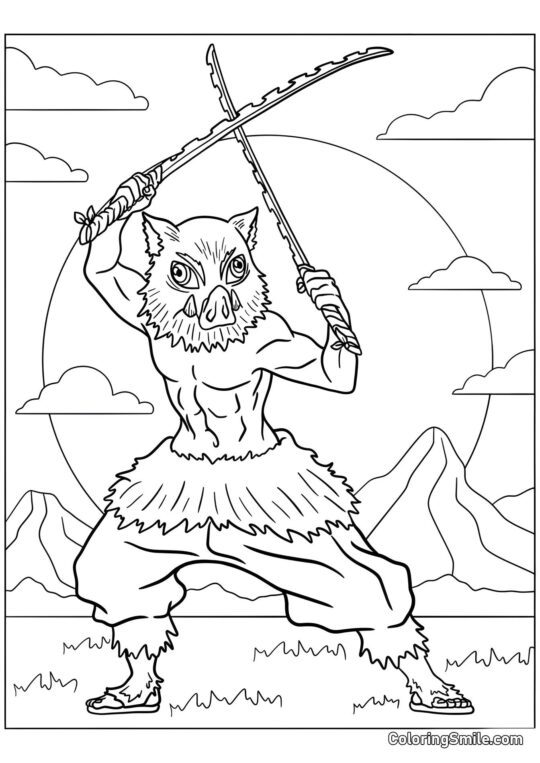 Demon Slayer Inosuke Hashibira - Página para Colorear
