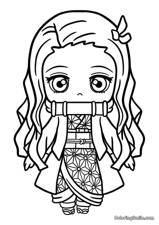 Chibi Nezuko - Página para Colorear