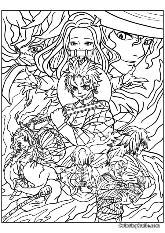 Demon Slayers - Página para Colorear