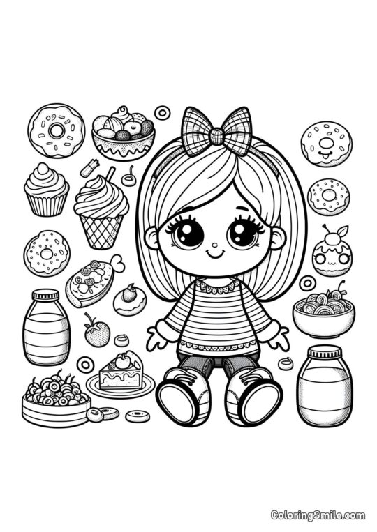 Лялька з ласощами - Розмальовка