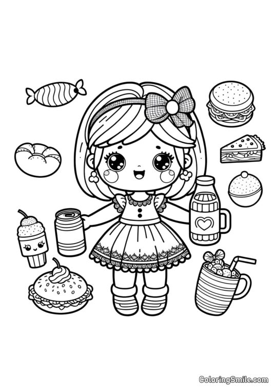Лялька з їжею - Розмальовка