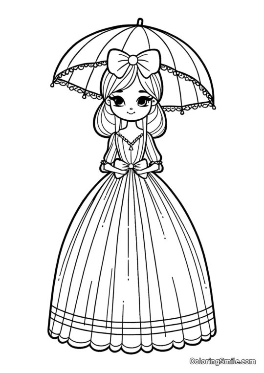 Лялька з парасолькою - Розмальовка