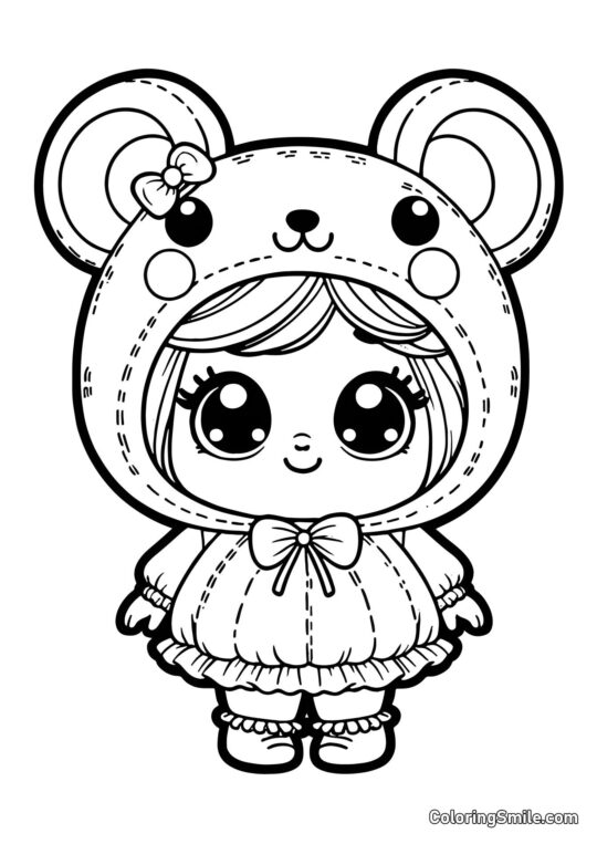 Лялька в костюмі хом’ячка - Розмальовка