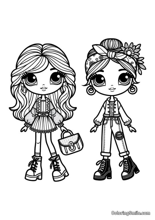 Модні лялькові подруги - Розмальовка