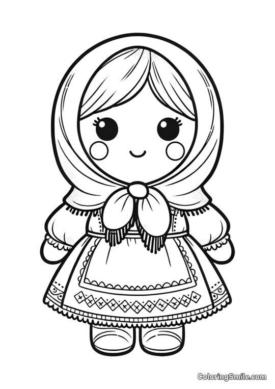Лялька в шарфі - Розмальовка