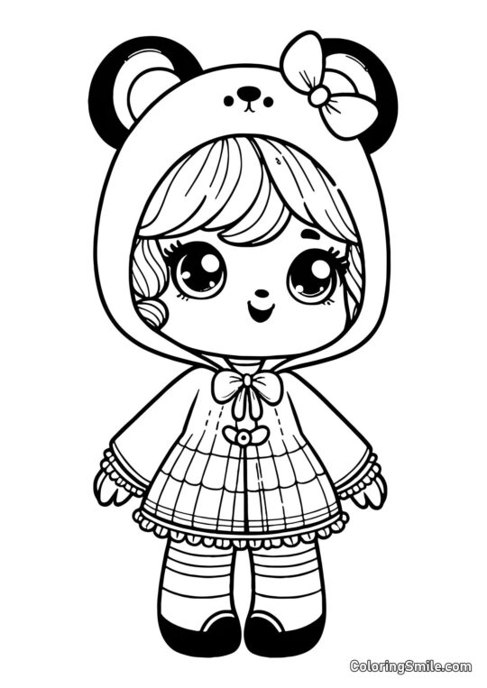 Лялька в костюмі панди - Розмальовка