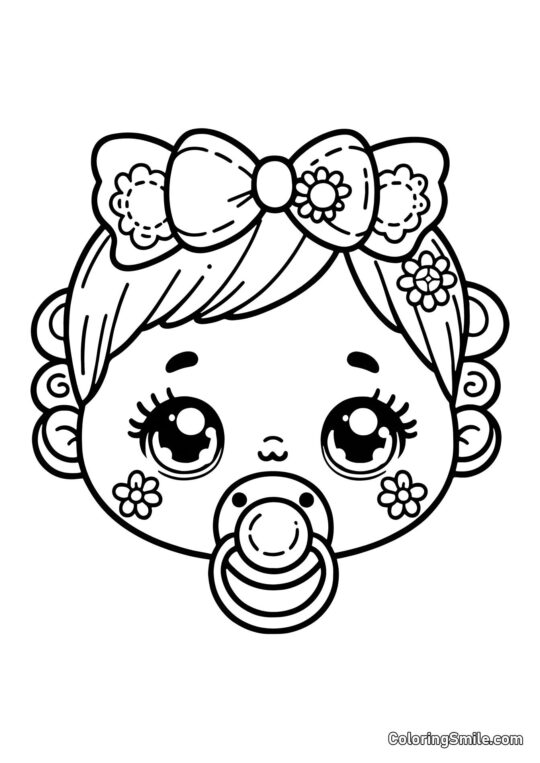 Лялька з цуценятами і соскою - Розмальовка