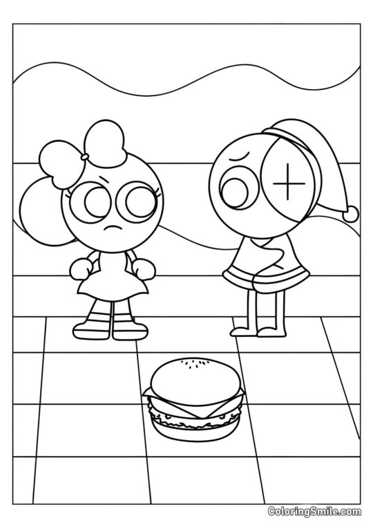 Astro, Poppy e Cheeseburger - Página para Colorir