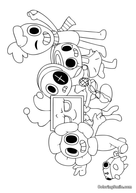 Personagens do Mundo do Dandy - Página para Colorir