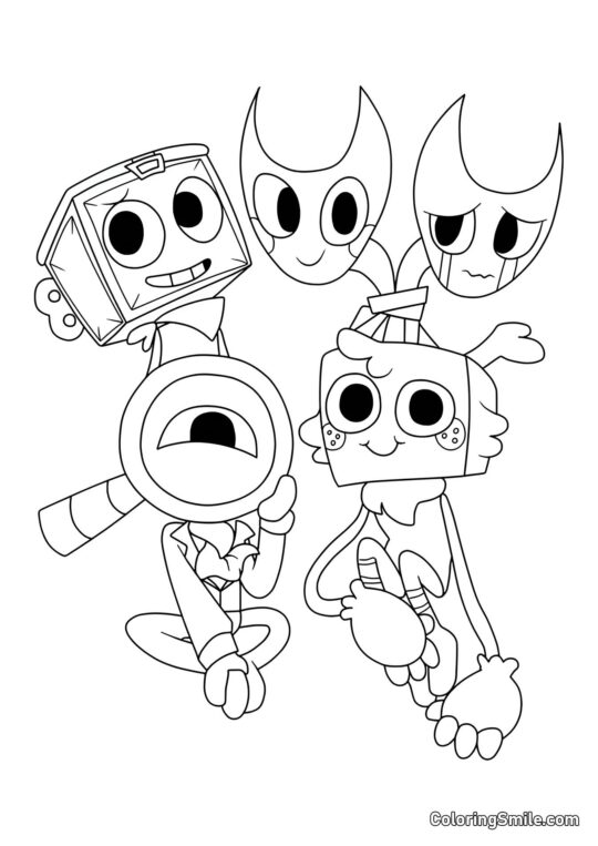 Roger, Boxsten, Gub e Razzle e Dazzle - Página para Colorir