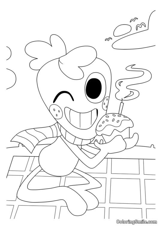 Broto com um cupcake - Página para Colorir