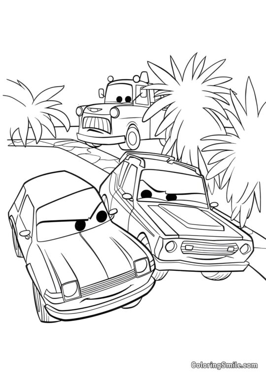 Carros elaborando um plano inteligente - Página para Colorir