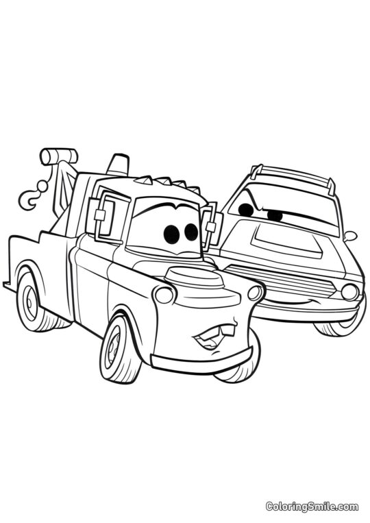 Tentando enganar Mater - Página para Colorir