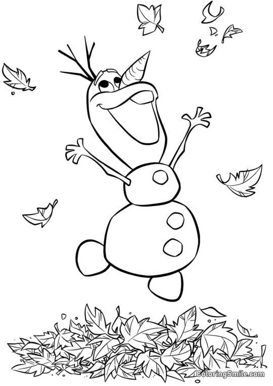 Розмальовки Крижане серце Щасливий сніговик Олаф - Розмальовка