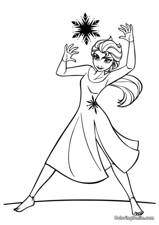 Розмальовки Крижане серце Ельза та сніжинка - Розмальовка