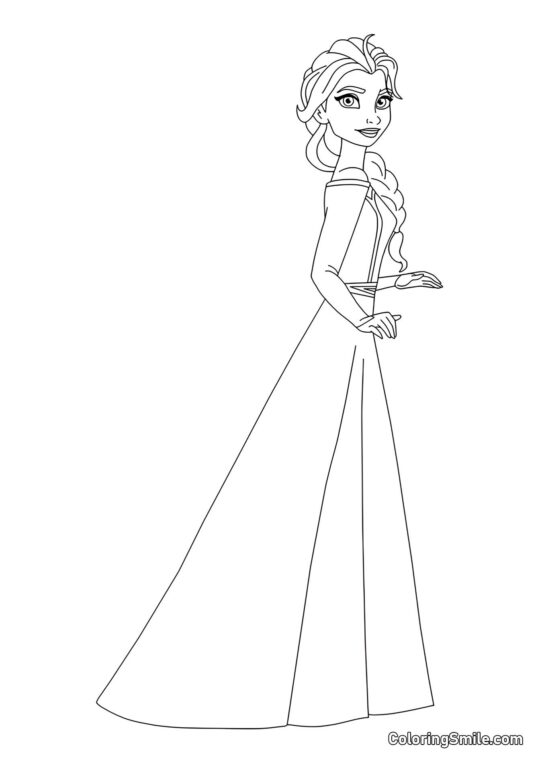 Розмальовки Крижане серце Ельза в повний зріст - Розмальовка