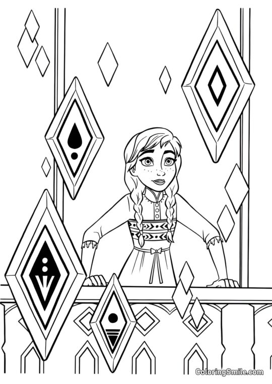 Розмальовки Крижане серце Анна та елементальні кристали - Розмальовка