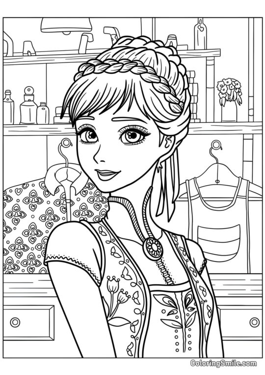 Розмальовки Крижане серце Принцеса Анна – краса - Розмальовка