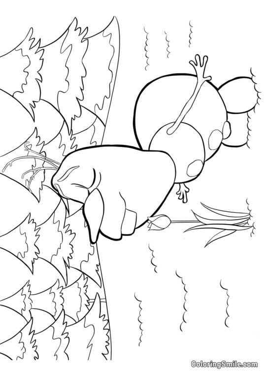 Розмальовки Крижане серце Олаф нюхає квітку - Розмальовка