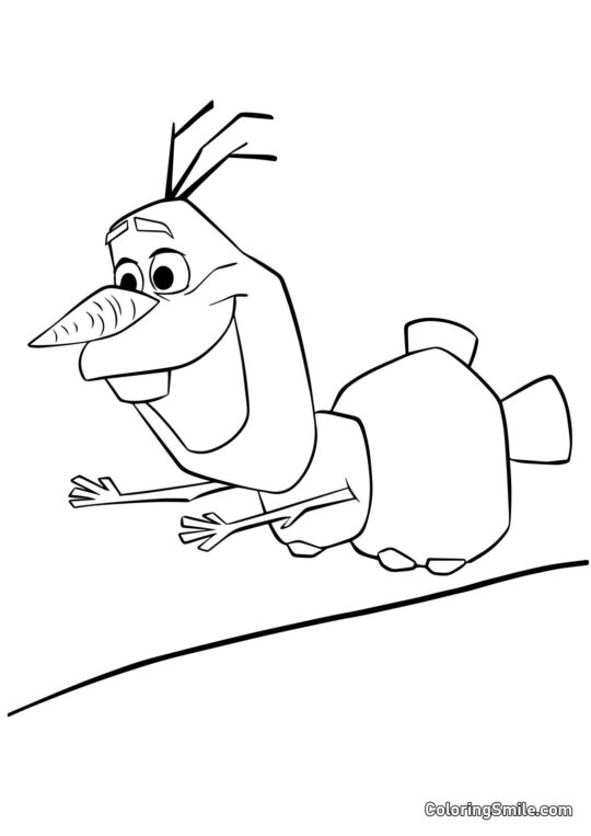 Розмальовки Крижане серце Олаф у польоті - Розмальовка