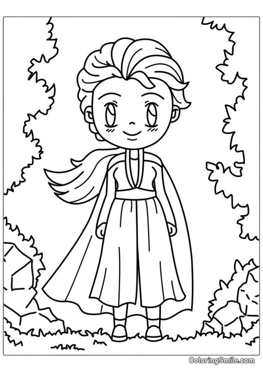 Розмальовки Крижане серце Кавайна Ельза - Розмальовка