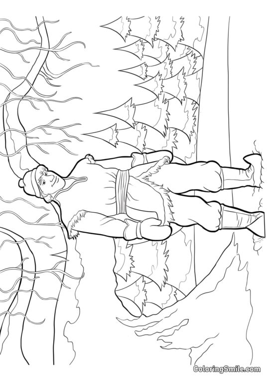 Розмальовки Крижане серце Крістоф у лісі - Розмальовка