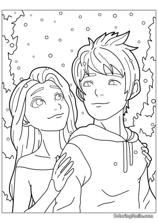 Розмальовки Крижане серце Ельза та Льодовий Джек - Розмальовка